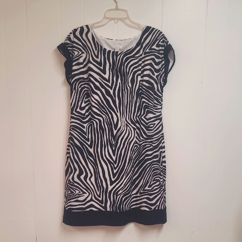 Chico's Graphic Zebra Lola Dress Size 2 (Large)
